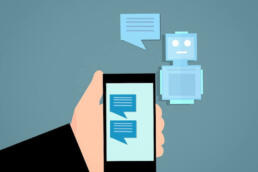 robot chatting with someone on a messenger app