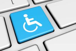 a keyboard with a wheelchair icon to show ADA accessibility