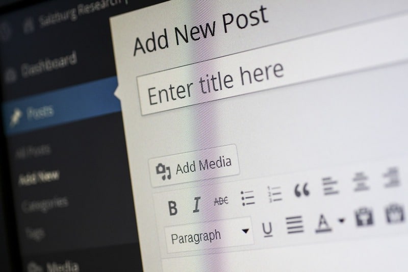 the view of creating a new post in wordpress